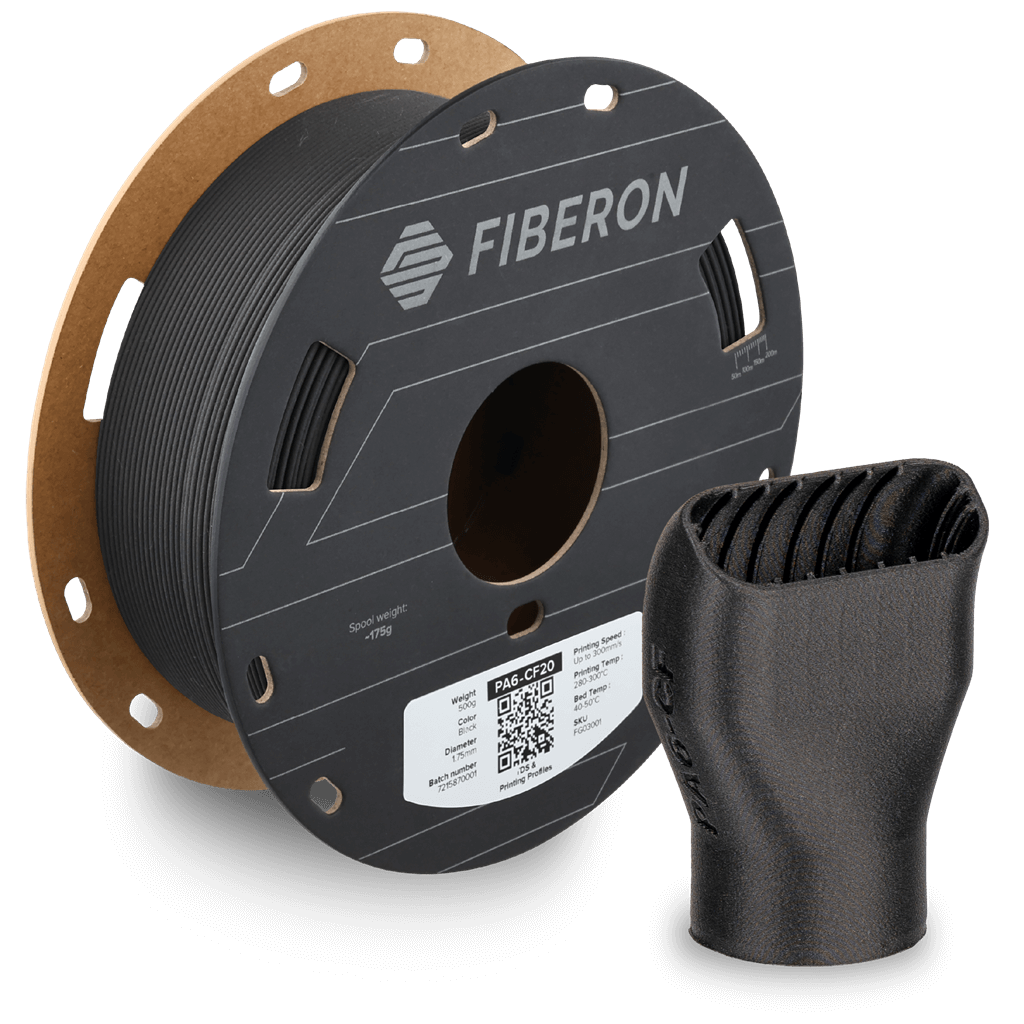 פילמנט שחור מחוזק משקל 500 גרם 1.75 מ"מ - Fiberon PA6-CF20