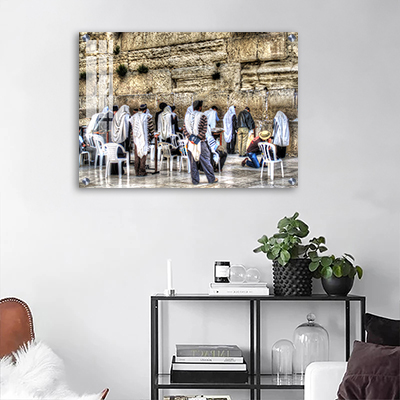 תמונת מתפללים בכותל המערבי להדפסה על קנבס או זכוכית