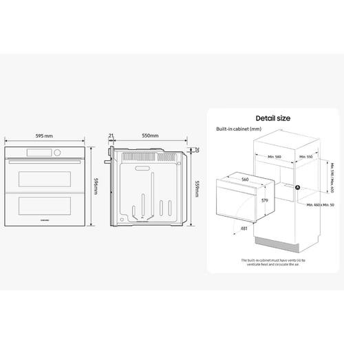 תנור בנוי 76 ליטר פירוליטי Samsung NV7B5755SAK Dual Cook שחור