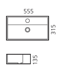 כיור מונח/תלוי 55.5X31.5 ס