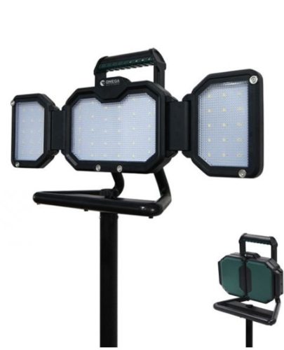 פנס הצפה נטען - זרקור 100W LION-STAND100W-BT-10H OMEGA + כולל עמוד    (ללא מזוודה)
