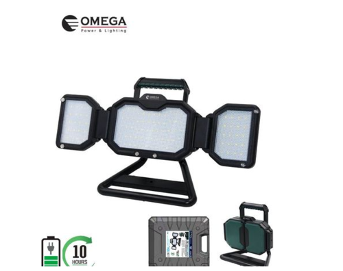 פנס הצפה נייד במזוודה נטען OMEGA LION-CASE 100W  (ללא עמוד)