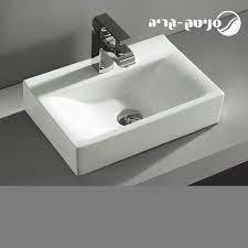 כיור מונח/תלוי 44.5X31 ס"מ דגם קריה לבן מבריק סניטק