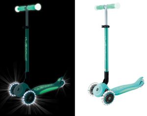 קורקינט מתקפל לילדים ELITE LIGHTS GLOW זוהר בחושך עם אורות בגלגלים - מנטה