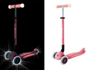 קורקינט מתקפל לילדים ELITE LIGHTS GLOW זוהר בחושך עם אורות בגלגלים - ורוד קורל