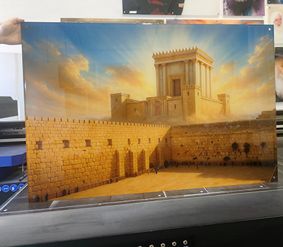 תמונת בית המקדש ורחבת הכותל בשקיעה על זכוכית מחוסמת או קנבס