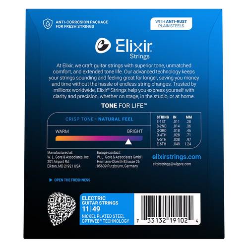 סט מיתרים לחשמלית ELIXIR OPTIWEB 19102 11-49
