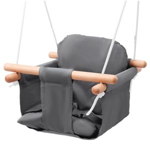 נדנדת גינה / חצר מבד ומסגרת עץ - אפור