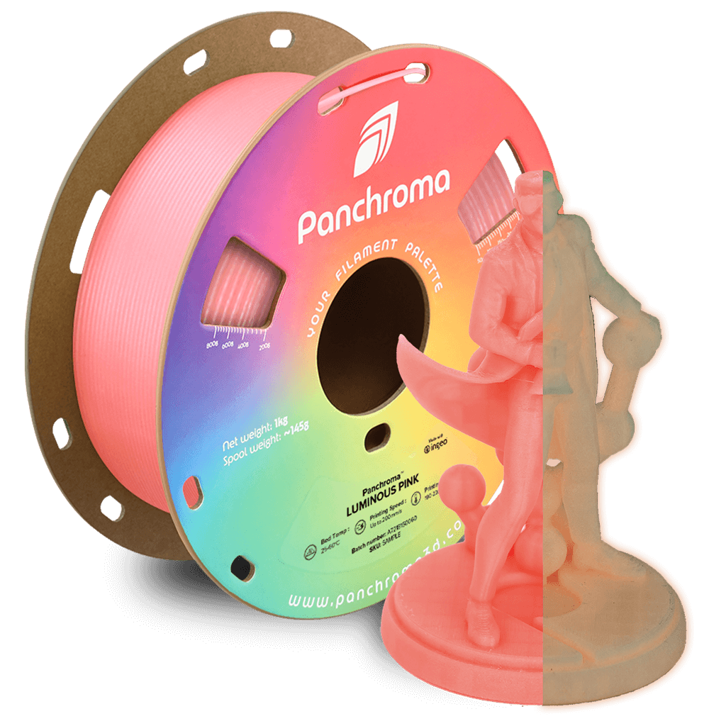 פילמנט ורוד זוהר בחושך 1 ק"ג 1.75 מ"מ - Panchroma Luminous PLA Pink (PolyLite™ Luminous)