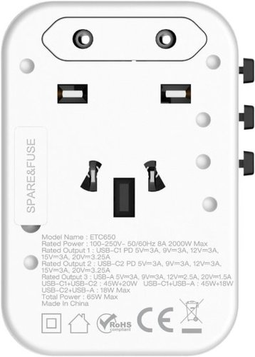 מטען נייד אוניברסלי 65W מבית Energizer - צבע לבן