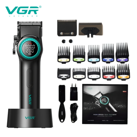 מכונת תספורת VGR 001 Professional Hair Clippers HIGH-SPEED 7000-9000RPM בצבע טורקיז