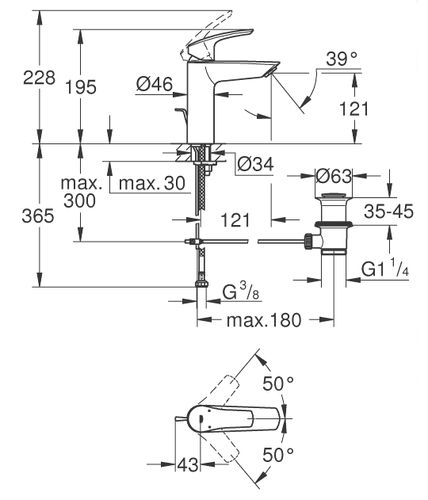 ברז פרח Eurosmart מידה M כרום ניקל GROHE