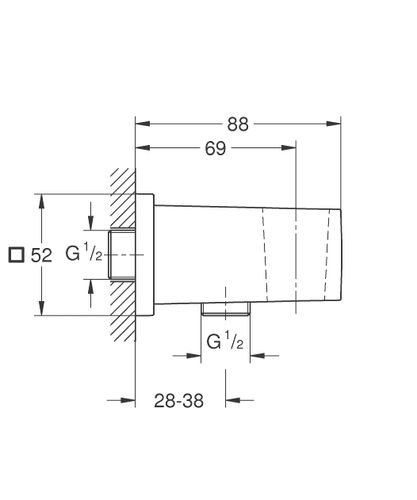 נקודת מים מרובעת עם מתלה EUPHORIA CUBE כרום ניקל