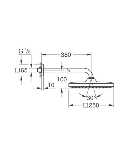 ראש מקלחת מרובע + זרוע מקלחת TEMPESTA CUBE כרום ניקל