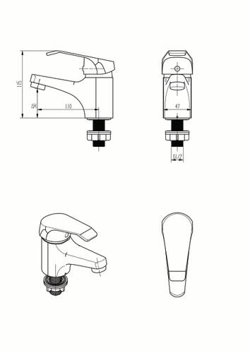 ברז פרח מים קרים מהודר כרום ניקל AQUILA