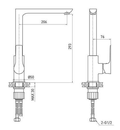 ברז פרח גבוה BRANT שחור/כרום AQUILA PREMIUM