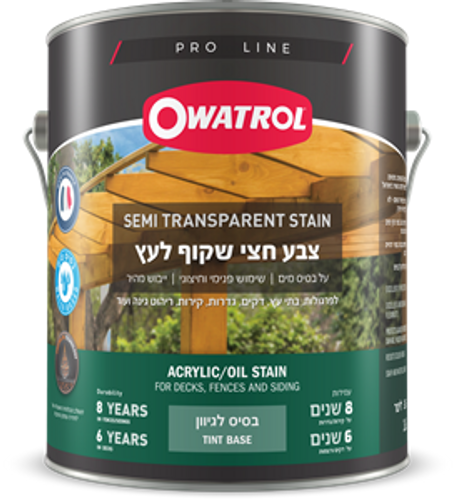 אווטרול חצי שקוף לעץ לבן גלון 3.6 ליטר