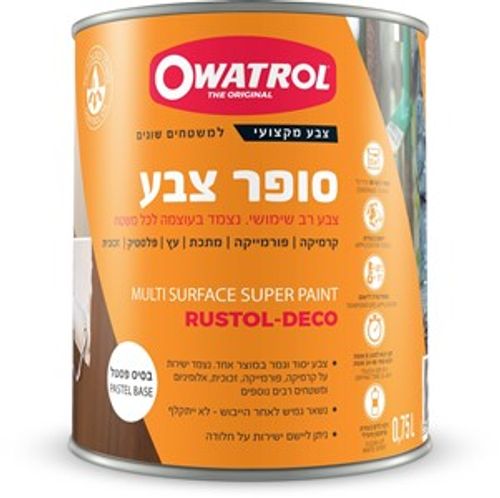 סופר צבע -צבע מט חזק לכל משטח בסיס פסטל מבריק 0.75ל'