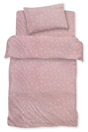 סט מצעים 3 חלקים למיטת מעבר מבד 100% כותנה - עלים ורוד