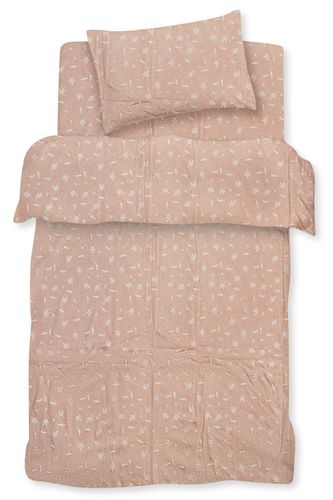 סט מצעים 3 חלקים למיטת מעבר מבד 100% כותנה - חום עלים