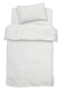 סט מצעים 3 חלקים למיטת מעבר מבד 100% כותנה - שמנת משבצות