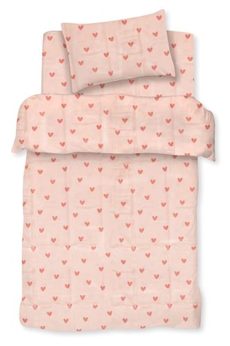 סט מצעים 3 חלקים למיטת מעבר מבד 100% כותנה - לבבות