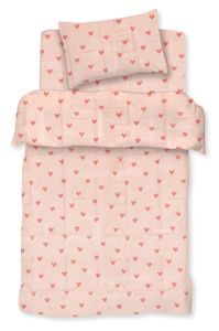 סט מצעים 3 חלקים למיטת מעבר מבד 100% כותנה - לבבות
