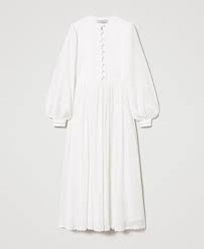 Linen and plumetis blend long dress