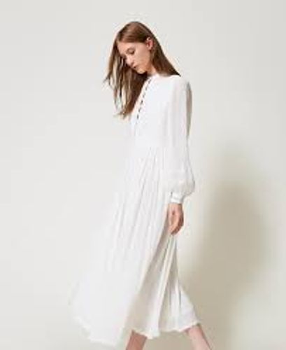 Linen and plumetis blend long dress