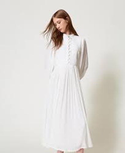 Linen and plumetis blend long dress