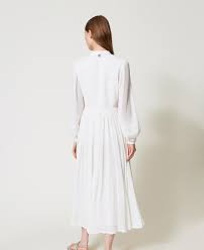 Linen and plumetis blend long dress