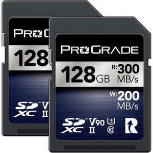 זוג כרטיסי זיכרון ProGrade 128GB SDXC UHS-II V90 Iridium