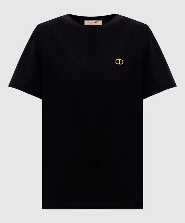 T-shirt with a rhinestone Oval T logo White