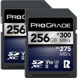זוג כרטיסי זיכרון ProGrade 256GB SDXC UHS-II V90 Iridium