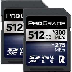 זוג כרטיסי זיכרון ProGrade 512GB SDXC UHS-II V90 Iridium