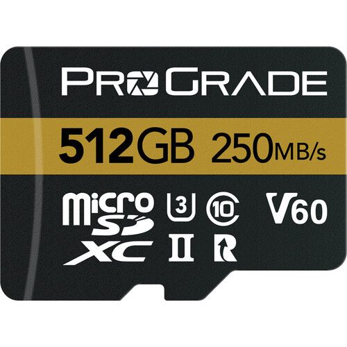 כרטיס זיכרון ProGrade 512GB micro SDXC UHS-II V60 Gold