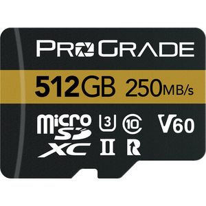 כרטיס זיכרון ProGrade 512GB micro SDXC UHS-II V60 Gold