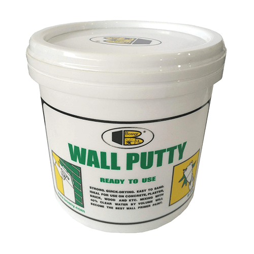 דבק שפכטל BOSNY B219 Wall Putty 1.5 קג מוכן לשימוש עם מרית למילוי סדקים וחורים במשטחים שונים, ייבוש מהיר וגימור חלק לעבודות תיקון מקצועיות