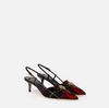 Leather and tartan slingback shoes‏