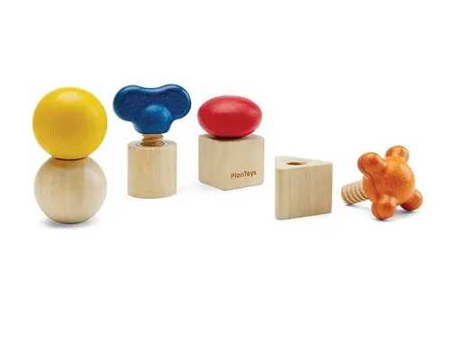 משחק הברגות מעץ PlanToys אומים וברגים