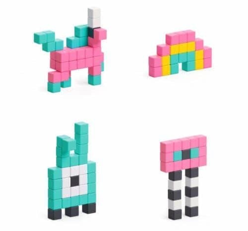 פיקסיו קלאסי! - מארז של 200 קוביות מגנטיות קומפקטיות לבנייה תלת מימדית בסגנון פיקסל ארט מבית PIXIO