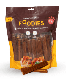 חטיף FOODIES מקלות לעיסה עוף ועור בקר 1 ק"ג – FOODIES Chicken and Rawhide Large Chew Snack | מולי חיות מחמד