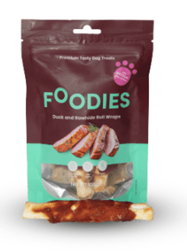 FOODIES – חטיף טבעי מגולגל ברווז ועור בקר לכלבים בוגרים