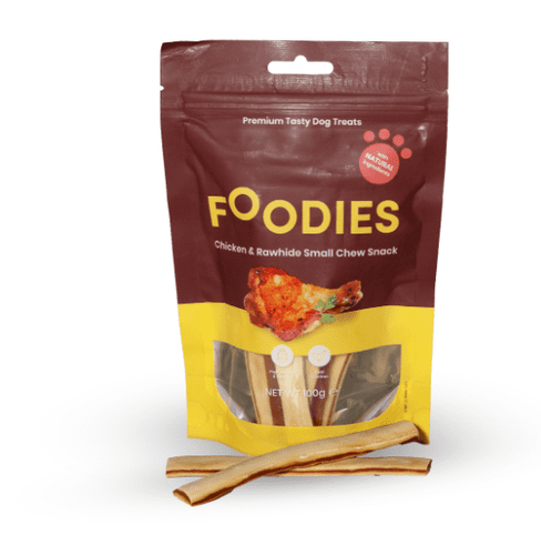 FOODIES – חטיף טבעי מקלוני לעיסה עוף ועור בקר לכלבים בוגרים