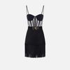 Tulle mini dress with fringes