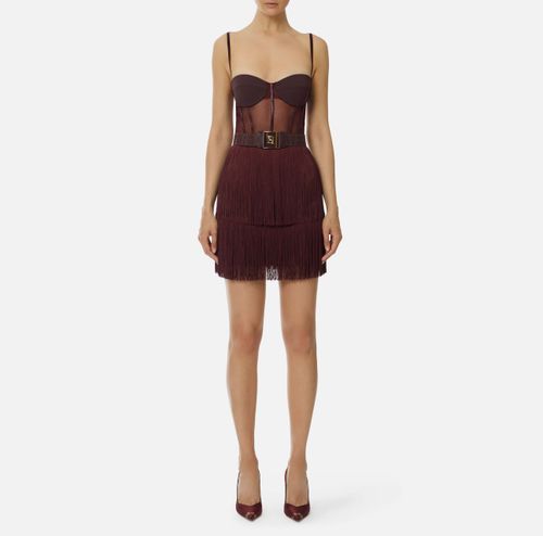 Tulle mini dress with fringes
