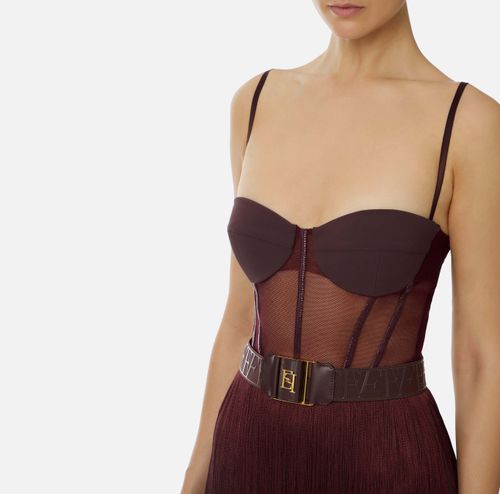 Tulle mini dress with fringes