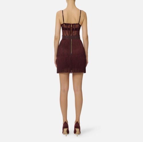 Tulle mini dress with fringes