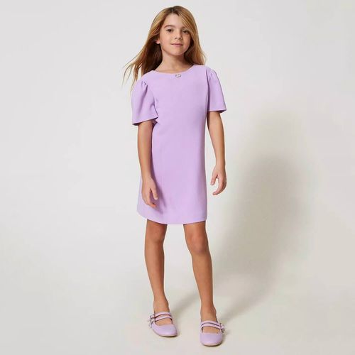 Short crêpe dress with bow