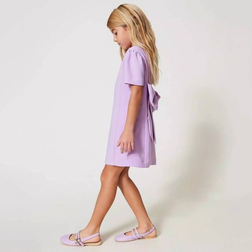 Short crêpe dress with bow